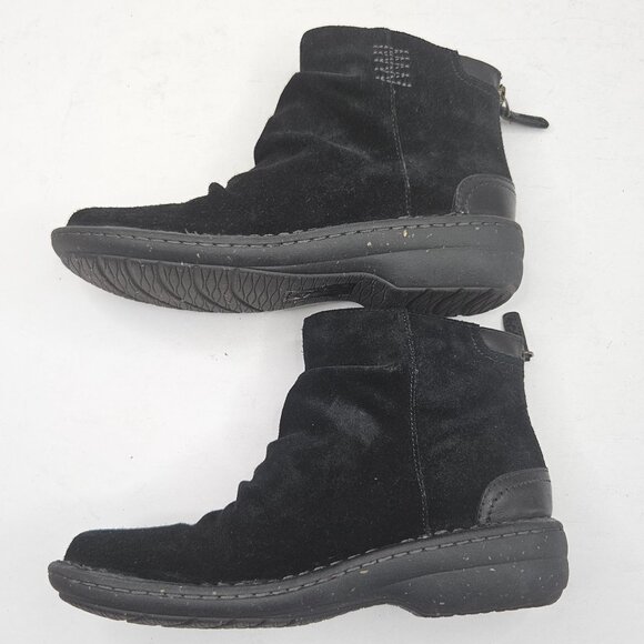 Clarks Comoft Ankle Booties Suede Black Slouchy Casual Short Moto Boots Size 6 - Picture 6 of 11